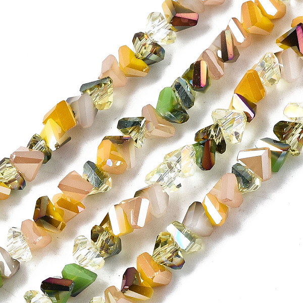 

PandaHall Electroplate Glass Beads Strands, Triangle, Gold, 3.5x6x4.5mm, Hole: 1mm, about 100pcs/strand, 13.39''(34cm) Glass Triangle Gold