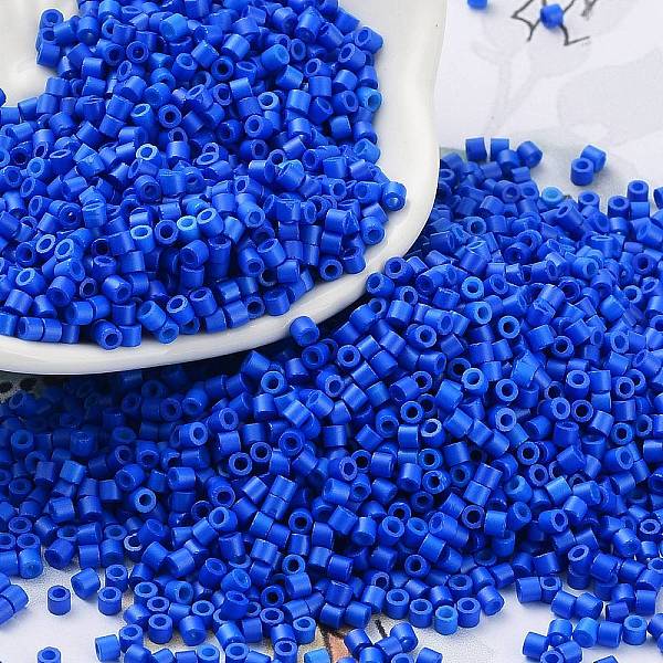 

PandaHall Baking Paint Glass Seed Beads, Cylinder, Blue, 2x1.5mm, Hole: 1mm, about 50398pcs/pound Glass Blue
