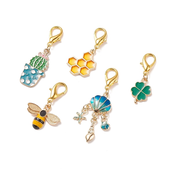 

PandaHall Alloy Enamel Pendant Decorations, Lobster Clasp Charms, Clip-on Charms, for Keychain, Purse, Backpack Ornament, Cactus, Honeycomb..., Multicolor