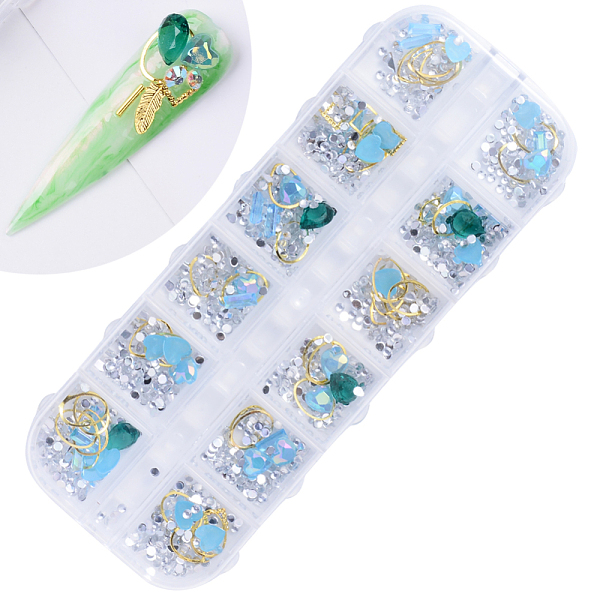 

PandaHall Nail Art Decorations, Acrylic Rhinestones and Golden Tone Brass Cabochons, Mixed Shape, Mixed Color, 1.5~10x1.5~7x0.2~4mm..., Multicolor