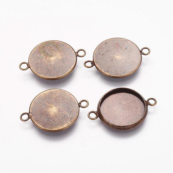 

PandaHall Brass Cabochon Connector Settings, Plain Edge Bezel Cups, Flat Round, Antique Bronze, Tray: 14x1.5mm, 21.5x16x2.5mm, Hole: 1.5mm...