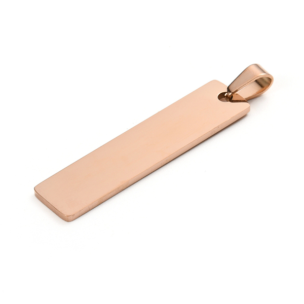 

PandaHall Ion Plating(IP) 304 Stainless Steel Pendants, Laser Cut, Stamping Blank Tag, Rectangle, Rose Gold, 41x10x1.4mm, Hole: 6mm 304...