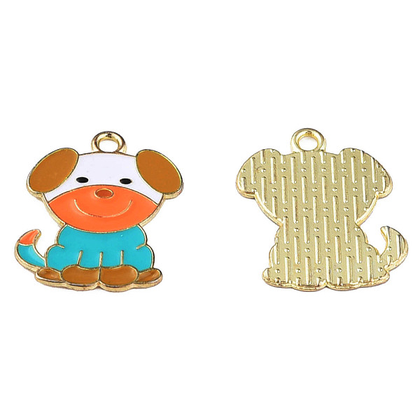 

PandaHall Rack Plating Alloy Enamel Pendants, Cadmium Free & Lead Free, Dog, Light Gold, Peru, 21x18x1mm, Hole: 1.8mm Alloy+Enamel Dog Brown