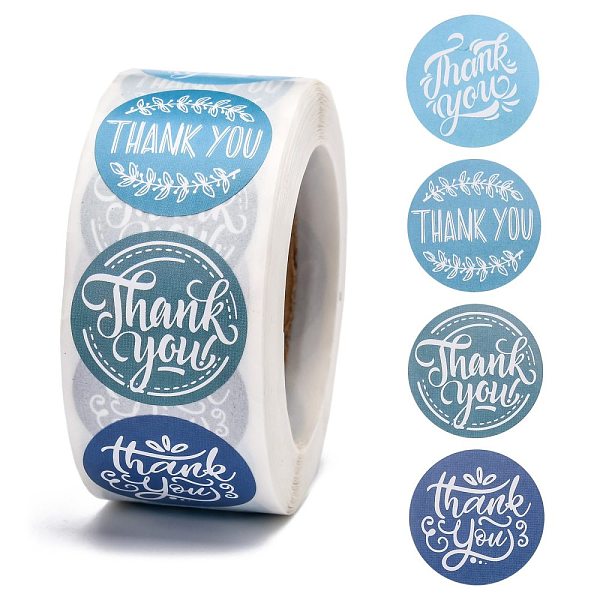 

PandaHall 1 Inch Thank You Stickers, Self-Adhesive Kraft Paper Gift Tag Stickers, Adhesive Labels, for Festival, Christmas, Holiday Presents..., Blue