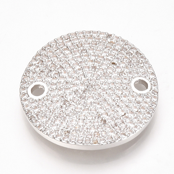 

PandaHall Brass Micro Pave Cubic Zirconia Links, Clear, Flat Round, Platinum, 24x2mm, Hole: 2mm Brass+Cubic Zirconia Flat Round Clear