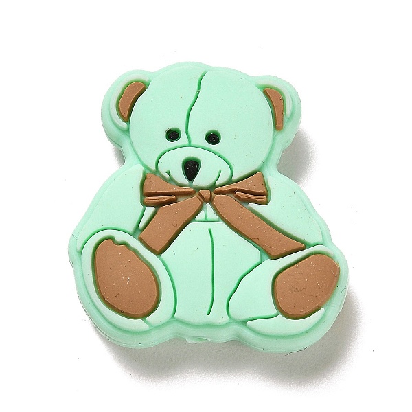 

PandaHall Bear Silicone Focal Beads, Silicone Teething Beads, Aquamarine, 30x28.5x9.5mm, Hole: 2.5mm Silicone Bear Green