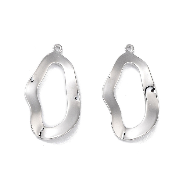 

PandaHall Brass Pendants, Irregular Ring Shape, Real Platinum Plated, 21x11x1.5mm, Hole: 0.8mm Brass Ring