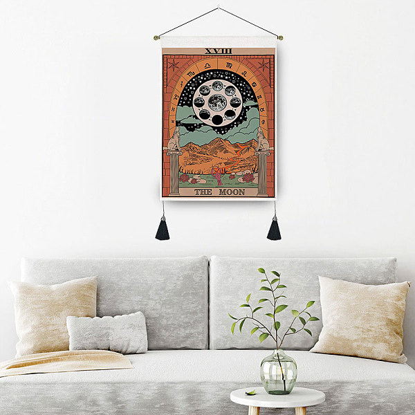 

PandaHall Tarot Pattern Polycotton Wall Hanging Tapestry, Vertical Tapestry, with Wood Rod & Iron Traceless Nail & Cord, for Home Decoration...