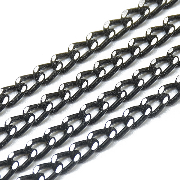 

PandaHall Unwelded Aluminum Curb Chains, Black, 5x3.3x0.9mm, about 100m/bag Aluminum Black