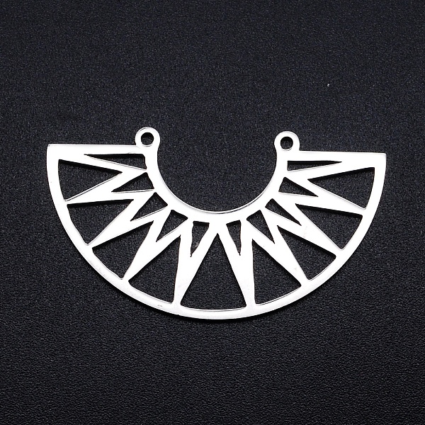 

PandaHall 201 Stainless Steel Pendants, Filigree Joiners Findings, Laser Cut, Half Round with Sunlight, Stainless Steel Color, 22x39x1mm...