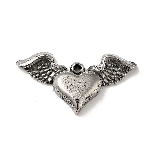

PandaHall 304 Stainless Steel Pendants, Heart Wing Charms, Antique Silver, 15x28x4mm, Hole: 1.2mm 304 Stainless Steel Heart