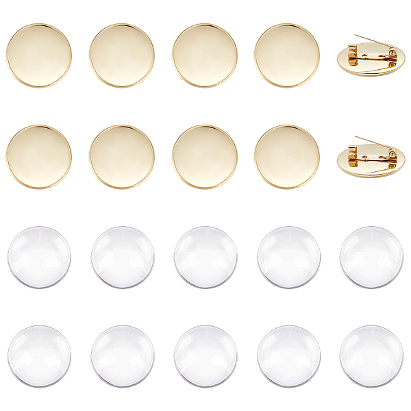 

PandaHall UNICRAFTALE 10 Sets 25mm Flat Round Brooch Pin with Glass Cabochons 304 Stainless Steel Brooch Bezel Trays Golden DIY Brooch...