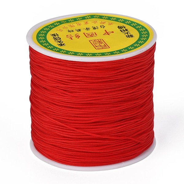 Braided Nylon Thread, Chinese Knotting Cord Beading Cord for Beading Jewelry Making, Red, 0.8mm, about 100yards/roll