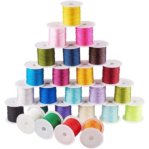 

PandaHall PH 25 Colors 0.8mm Chinese Knotting Cord, 250yards Nylon Beading String Knotting Cord Kumihimo Macrame Thread Cord Nylon..., Multicolor