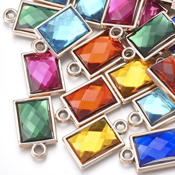 

PandaHall UV Plating Acrylic Pendants, with Acrylic Rhinestone, Faceted, Rectangle, Mixed Color, Light Gold, 21x13x5mm, Hole: 2mm Acrylic..., Multicolor