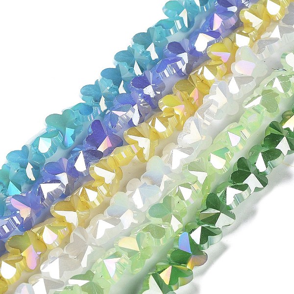 

PandaHall Electroplate Butterfly Glass Beads Strands, Faceted, AB Color Plated, Mixed Color, 8x10x5.5mm, Hole: 1.2mm, about 100pcs/strand..., Multicolor