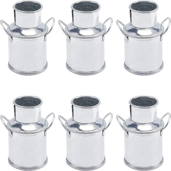 

PandaHall Fingerinspire Iron Mini Tinplate Bucket, Metal Milk Can, with Handles, Platinum, 46x36x49mm Iron Bottle