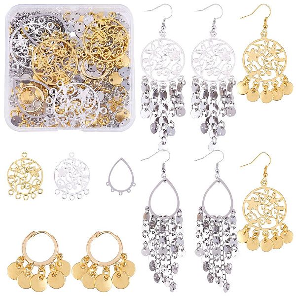 

PandaHall DIY Chandelier Earring Making Kit, Including Brass Hoop Earring Findings, Alloy Link & Pendants, Teardrop & Flat Round Stainless...
