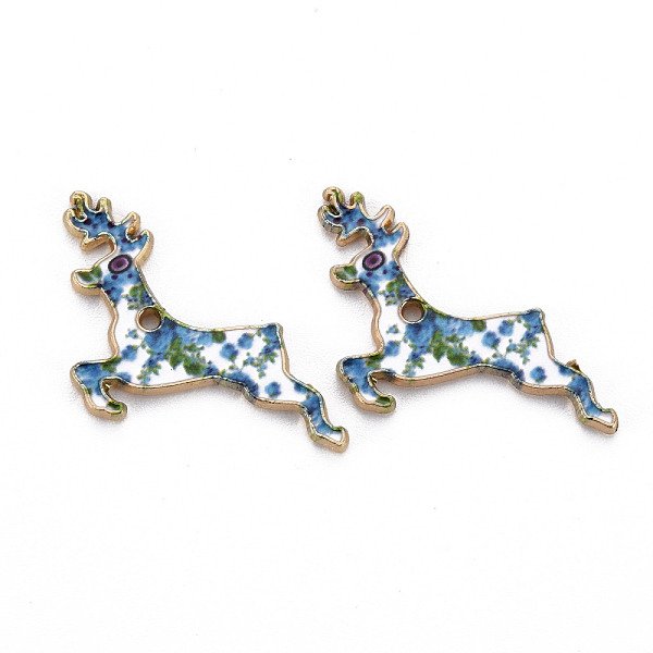 

PandaHall Alloy Enamel Pendants, with Printed, Light Gold, Cadmium Free & Nickel Free & Lead Free, for Christmas, Deer, Cornflower Blue...