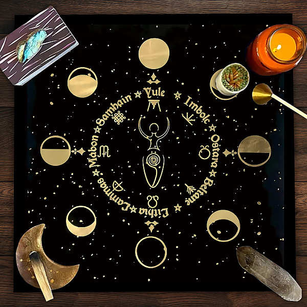 

PandaHall Polyester Tarot Tablecloth for Divination, Tarot Card Pad, Pendulum Tablecloth, Square, Goddess, 490x490mm Polyester Goddess