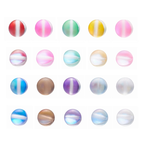 

PandaHall 50Pcs 10 Colors Synthetic Moonstone Beads Strands, Holographic Beads, Dyed, Frosted, Round, Mixed Color, 8mm, Hole: 0.7mm..., Multicolor