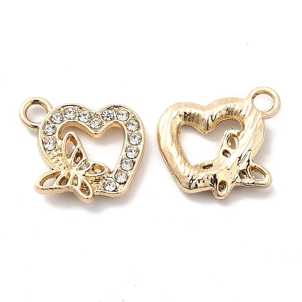 

PandaHall UV Plating Alloy Pendants, with Crystal Rhinestone, Heart with Butterfly Charms, Golden, 17.5x16.5x3mm, Hole: 2.6mm..., Clear