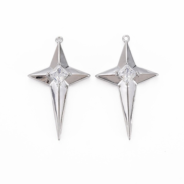 

PandaHall Brass Micro Pave Clear Cubic Zirconia Pendants, Nickel Free, Star, Real Platinum Plated, 30x17.5x5.5mm, Hole: 1mm Brass+Cubic...