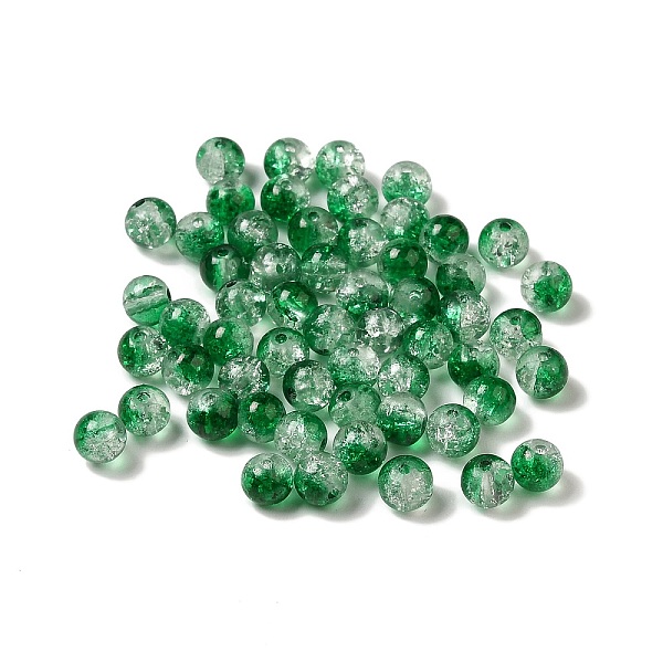 

PandaHall Baking Painted Transparent Crackle Glass Bead Strands, Two Tone, Round, Sea Green, 6mm, Hole: 1mm Glass Round