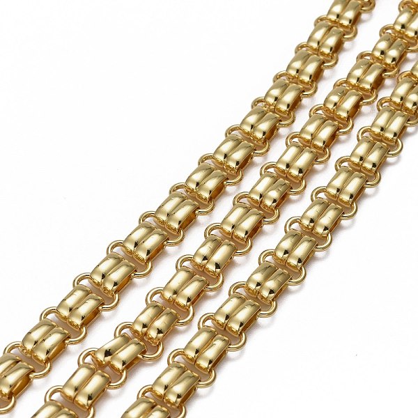 

PandaHall Handmade Brass Link Chains, with Spool, Long-Lasting Plated, Unwelded, Real 18K Gold Plated, 12x6.5x1mm, 10x7x6mm, about 16.4 Feet...