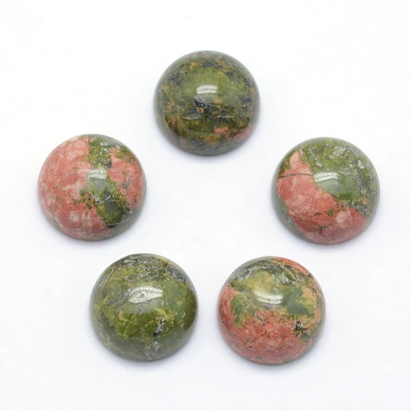 

PandaHall Natural Unakite Cabochons, Half Round, 12x5~6mm Unakite Half Round