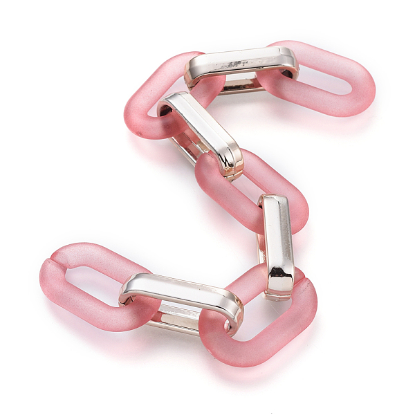 

PandaHall Handmade Figaro Chains, with Transparent Frosted Acrylic Linking Ring and CCB Plastic Linking Ring, Oval, Light Coral, Link..., Red