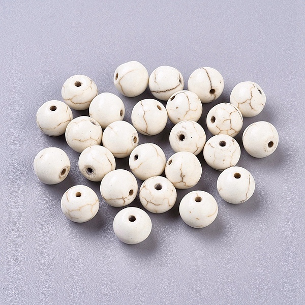 

PandaHall Synthetic Magnesite Beads, Round, White, 10mm, Hole: 0.8mm Magnesite Round White