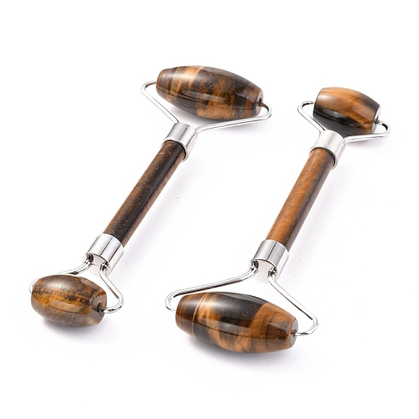 

PandaHall Natural Quartz Crystal Brass Face Massager, Facial Rollers, Platinum, 142~150x54~58x19~22mm Tiger Eye Others