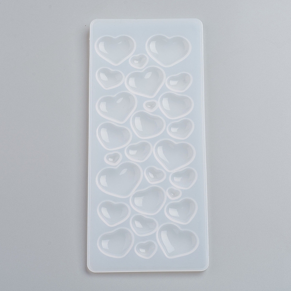 

PandaHall Silicone Molds, Resin Casting Molds, For UV Resin, Epoxy Resin Jewelry Making, Heart, White, 175x75x5mm, Inner Size: 6~21x6~28mm...