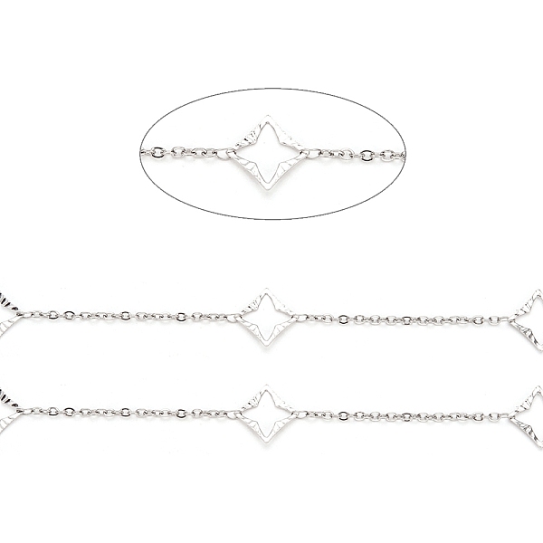 

PandaHall 304 Stainless Steel Cable Chains, with Rhombus Links, Soldered, with Spool, Stainless Steel Color,Rhombus: 13x13x0.5mm, Link...