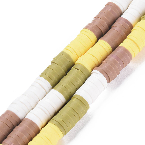 

PandaHall Fixed 4 Color Handmade Polymer Clay Bead Strands, Heishi Beads, Disc/Flat Round, Yellow & White & Olive & Camel, 6x0.3~1.5mm, Hole..., Multicolor