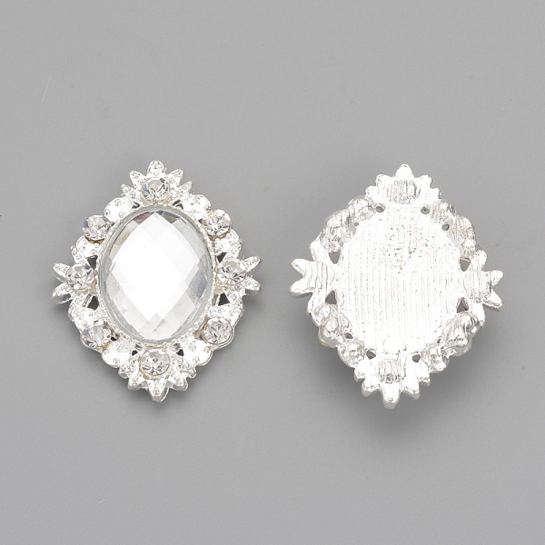 

PandaHall Alloy Rhinestone Flat Back Cabochons, with Acrylic Rhinestone, Oval, Silver Color Plated, Clear, 32x25x4.5mm Acrylic Rhinestone...
