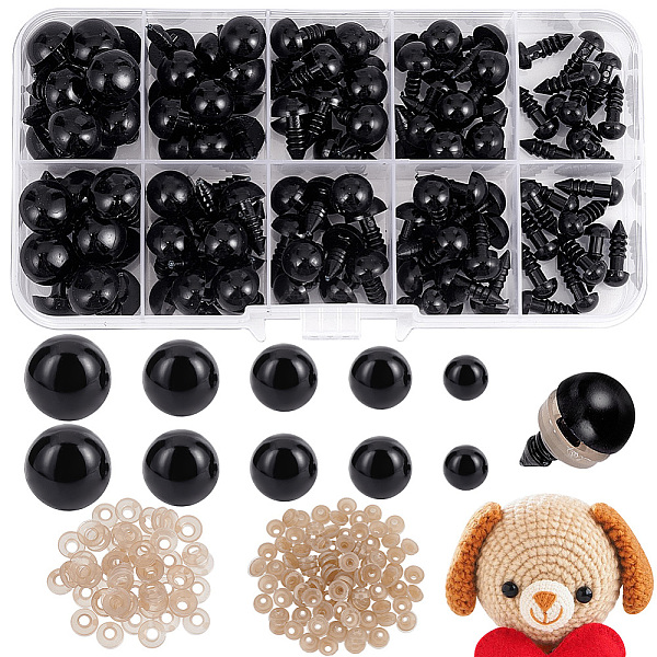 

PandaHall PH Safety Eyes 100 Sets Black Craft Eyes 5 Sizes Crochet Eyes Half Round Amigurumi Eyes Stuffed Animal Eyes with Washers for...