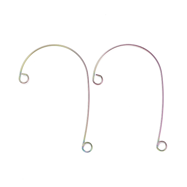 

PandaHall Rainbow Color 316 Stainless Steel Ear Cuff Findings, Climber Wrap Around Non Piercing Earring Findings with 2 Loop, 59x37x0.5mm...