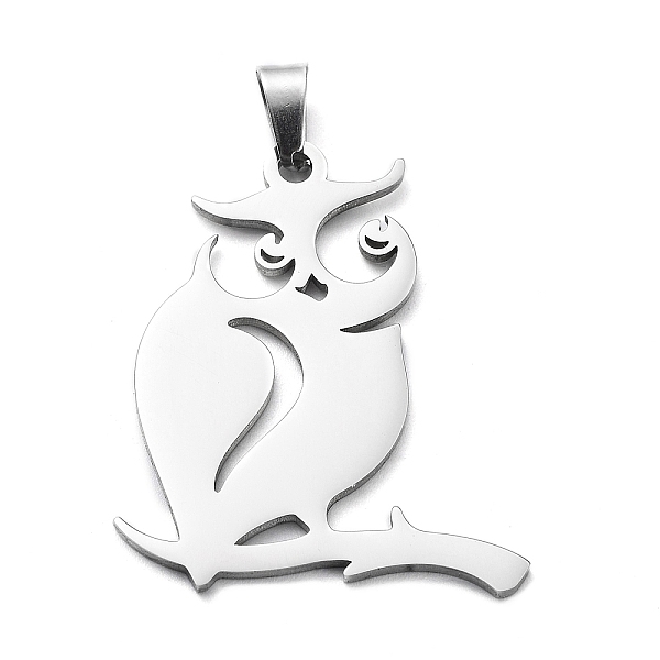

PandaHall 304 Stainless Steel Pendants, Laser Cut, Owl Charm, Stainless Steel Color, 29.5x24x1mm, Hole: 5.5x3mm 304 Stainless Steel Owl