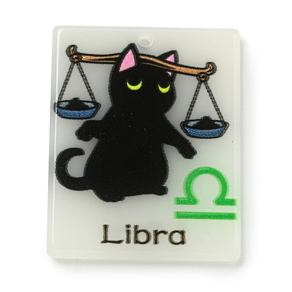 

PandaHall Acrylic Pendants, Constellation Cat, Libra, 34x27x2.5mm, Hole: 2mm Acrylic Libra Black