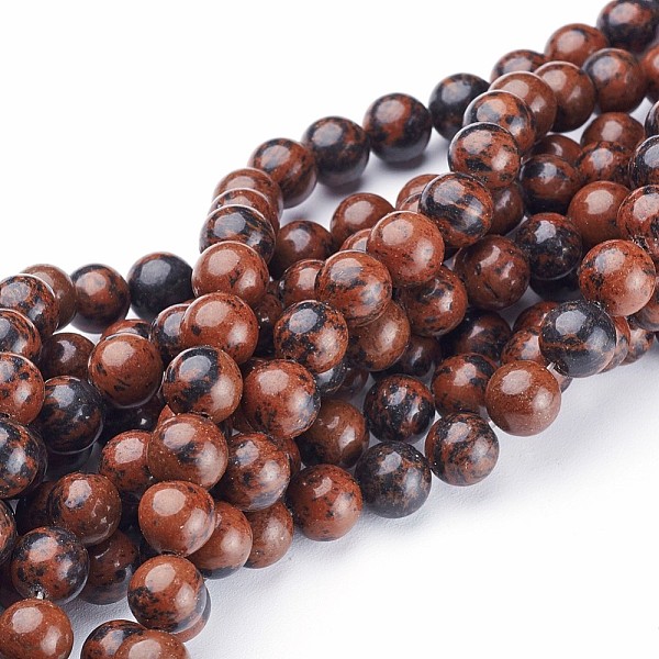 

PandaHall 15~16 inch Round Gemstone Strand, Mahogany Obsidian, 8mm, hole: about 1mm Mahogany Obsidian Round Brown