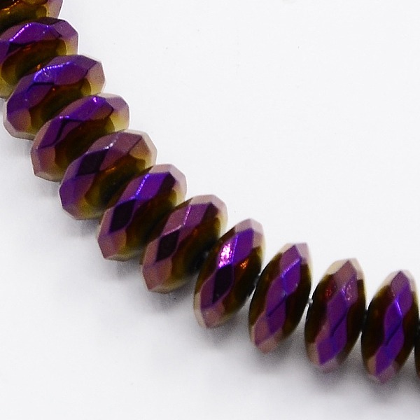 

PandaHall Grade A Electroplate Non-magnetic Synthetic Hematite Beads Strands, Faceted, Rondelle, Burgundy Plated, 8x3mm, Hole: 1mm, about...