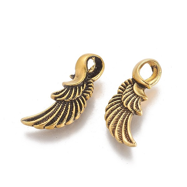 PandaHall Alloy Pendants, Lead Free &Nickel Free and Cadmium Free, Wing, Antique Golden, 23.5x8.5x2.5mm Alloy Wing