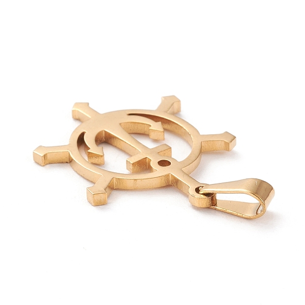 

PandaHall 304 Stainless Steel Pendants, Laser Cut, Anchor & Helm, Golden, 22.5x18x1.2mm, Hole: 5x3mm 304 Stainless Steel Anchor & Helm