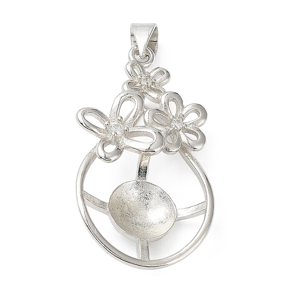 

PandaHall Platinum Plated Brass Pendant Cabochon Settings, Pearl Basket Pendant Prongs Mounting Settings with Crystal Rhinestone, Flower..., Clear