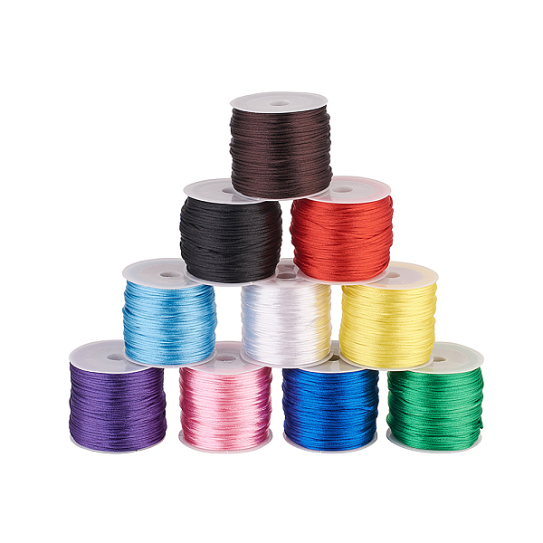 

PandaHall Nylon Thread, for Jewelry Making, Mixed Color, 2.5mm, about 10m/roll, 10colors, 1roll/color, 10roll/set Nylon Multicolor