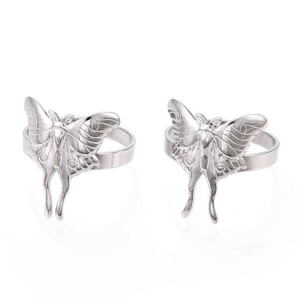 

PandaHall 304 Stainless Steel Open Cuff Rings, Butterfly, Stainless Steel Color, US Size 7 1/4(17.5mm) 304 Stainless Steel Butterfly
