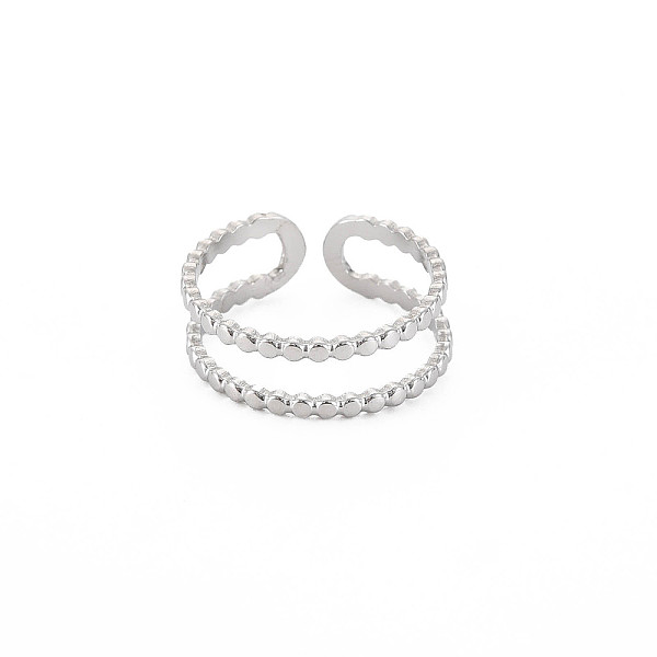 

PandaHall 304 Stainless Steel Double Line Open Cuff Ring for Women, Stainless Steel Color, US Size 8(18.1mm) 304 Stainless Steel