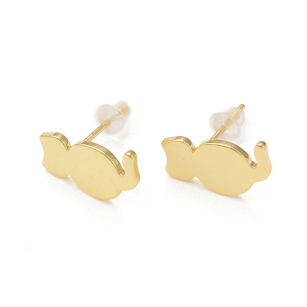 

PandaHall Rack Plating Brass Cat Stud Earrings for Women, Real 18K Gold Plated, 13.5x7.5mm, Pin: 0.8mm Brass Cat Shape